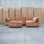 The Bellagio Deep Seat Modular Corner Lounge with Ottoman - Rust available to purchase from Warehouse Furniture Clearance at our next sale event.