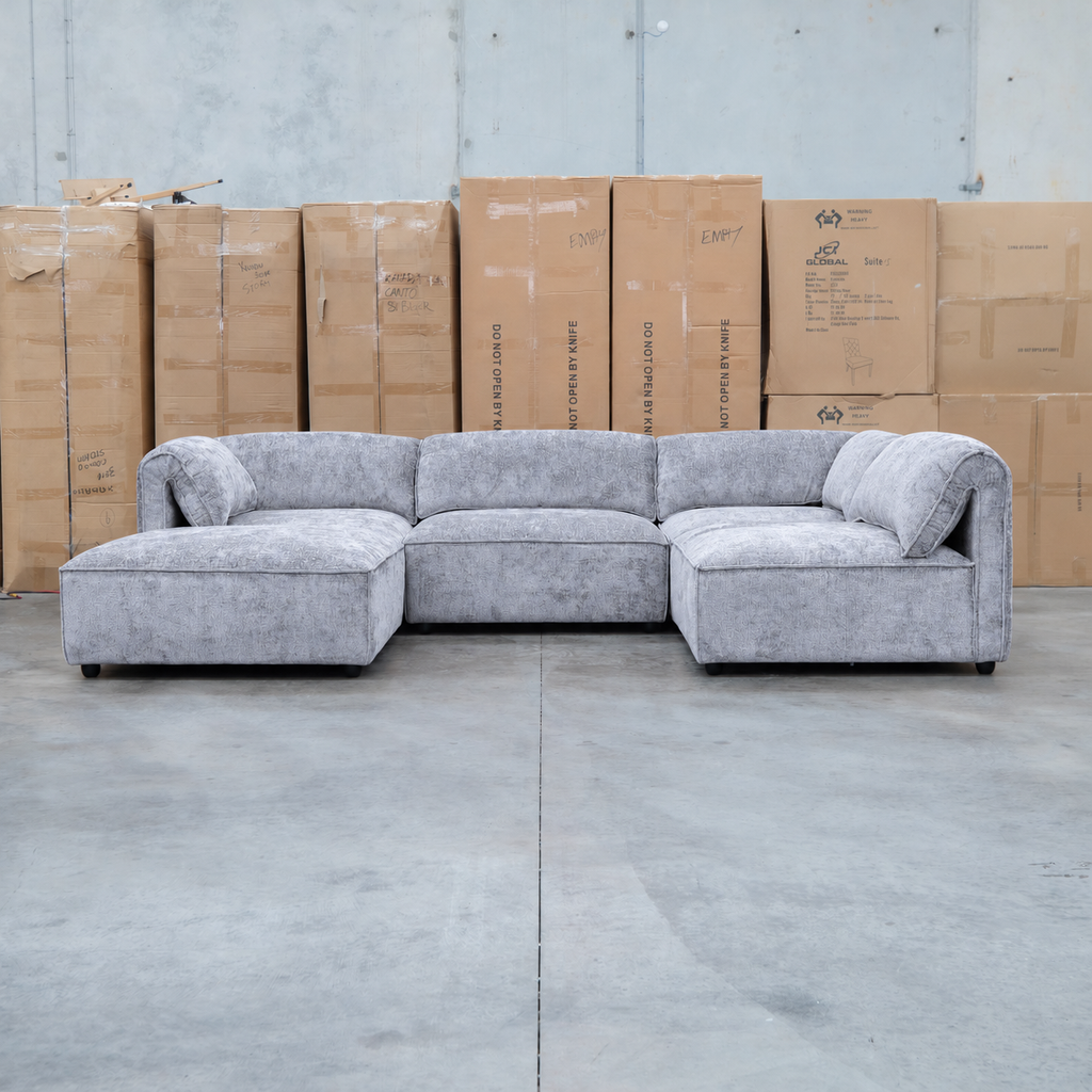 The Bellagio Deep Seat Modular Corner Lounge with Ottoman - Slate available to purchase from Warehouse Furniture Clearance at our next sale event.