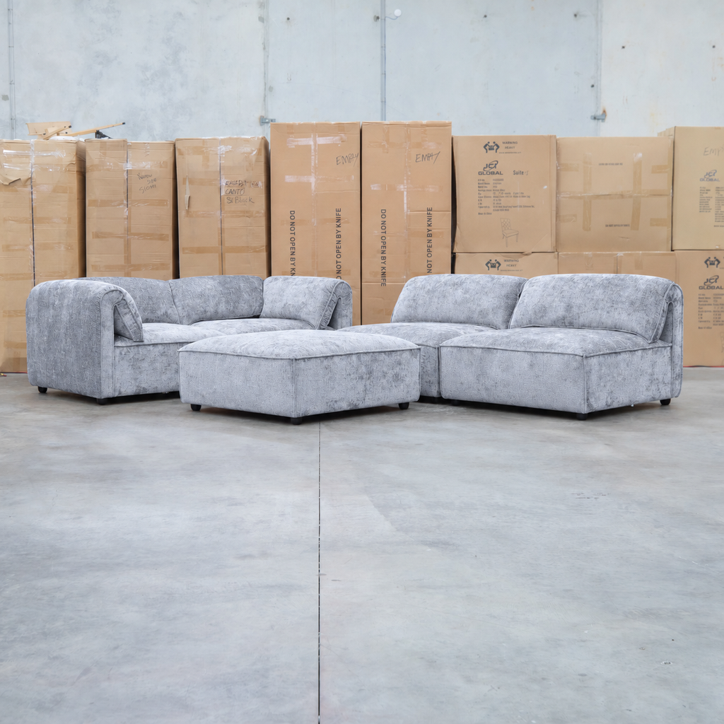 The Bellagio Deep Seat Modular Corner Lounge with Ottoman - Slate available to purchase from Warehouse Furniture Clearance at our next sale event.