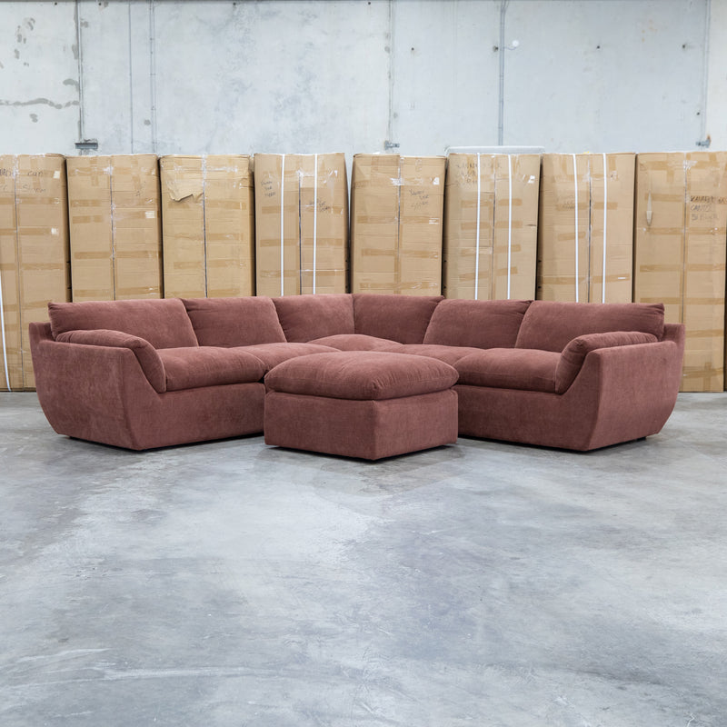 The Bradford Modular Corner Lounge with Ottoman - Chestnut