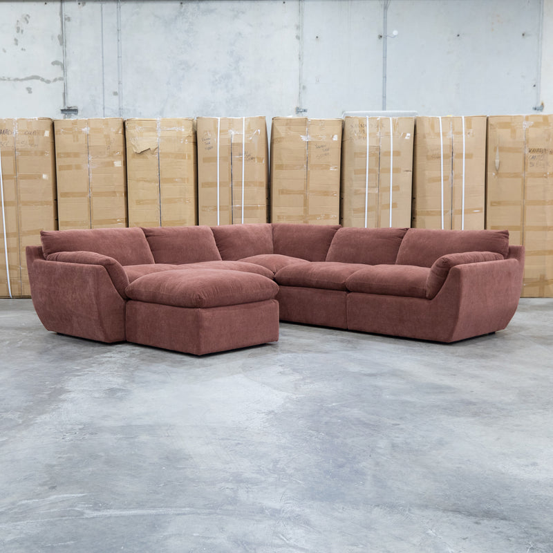 The Bradford Modular Corner Lounge with Ottoman - Chestnut