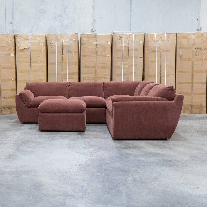 The Bradford Modular Corner Lounge with Ottoman - Chestnut