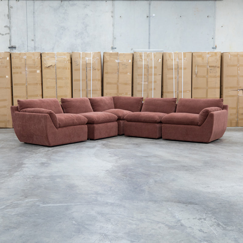 The Bradford Modular Corner Lounge with Ottoman - Chestnut