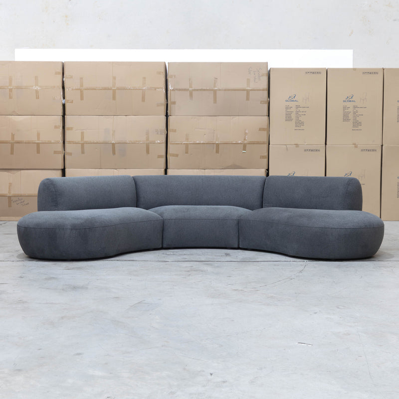 Bentley Curved Three Seat Sofa - Charcoal