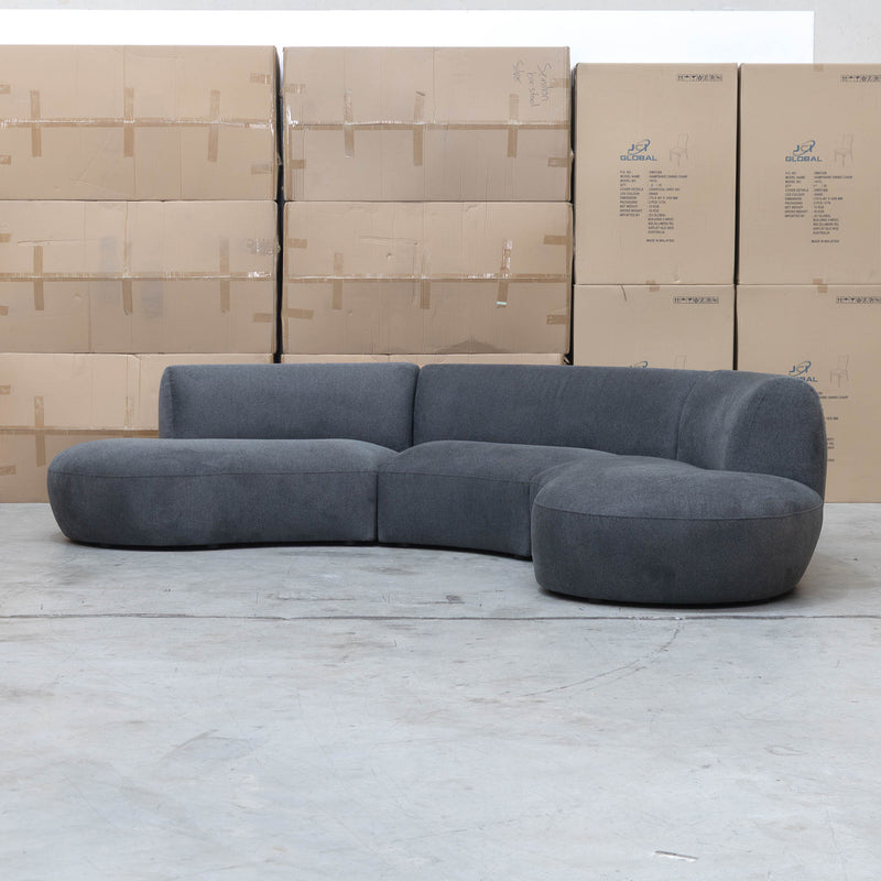 Bentley Curved Three Seat Sofa - Charcoal
