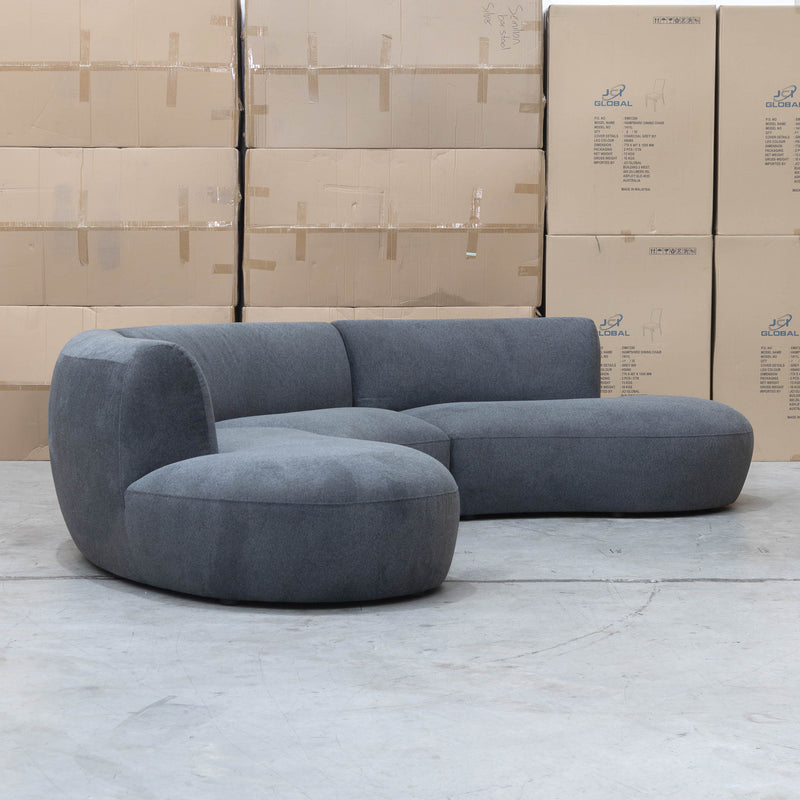 Bentley Curved Three Seat Sofa - Charcoal