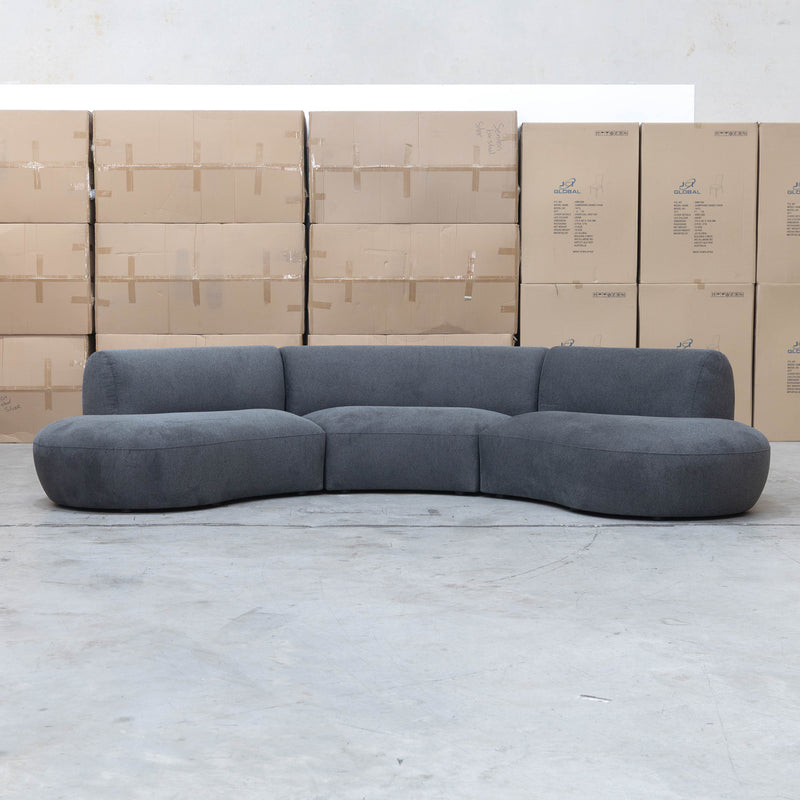 Bentley Curved Three Seat Sofa - Charcoal