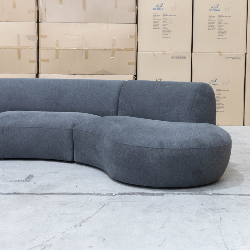 Bentley Curved Three Seat Sofa - Charcoal