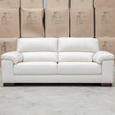 The Berkshire Three Seat Leather Sofa - White available to purchase from Warehouse Furniture Clearance at our next sale event.