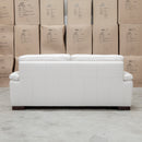 The Berkshire Three Seat Leather Sofa - White available to purchase from Warehouse Furniture Clearance at our next sale event.