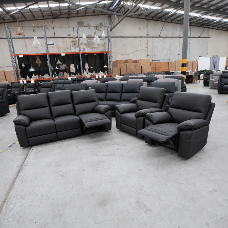 Bayview Single Electric Leather Recliner - Black