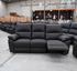 Bayview Three Seat Manual Leather Recliner Lounge - Black