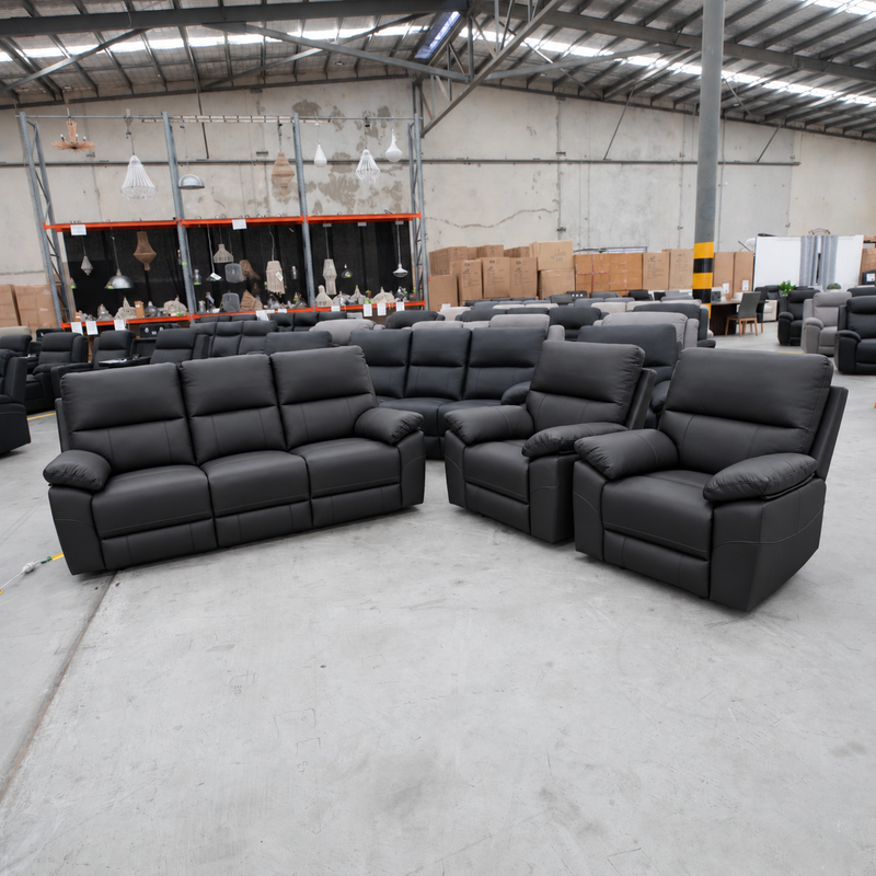 Bayview Single Electric Leather Recliner - Black