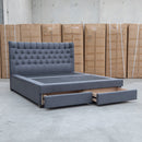 The Blake King Upholstered Gas Lift Storage Bed - Charcoal available to purchase from Warehouse Furniture Clearance at our next sale event.