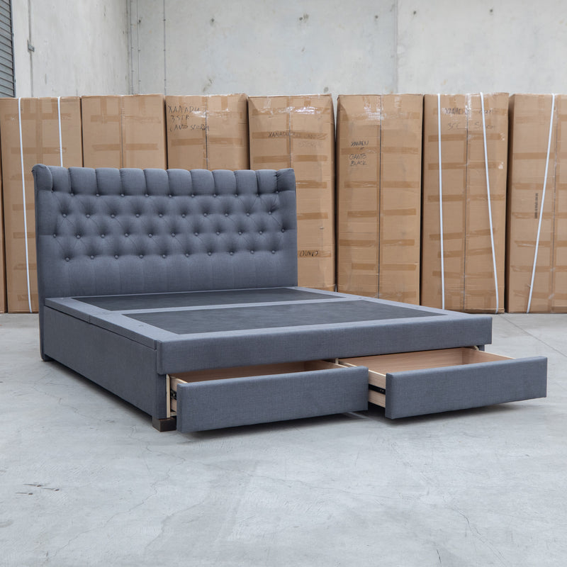 The Blake Queen Upholstered Gas Lift Storage Bed - Charcoal