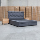 Blake Queen Upholstered Gas Lift Storage Bed - Charcoal - Warehouse Furniture Clearance