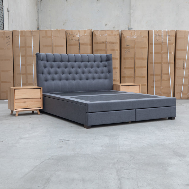 The Blake King Upholstered Gas Lift Storage Bed - Charcoal