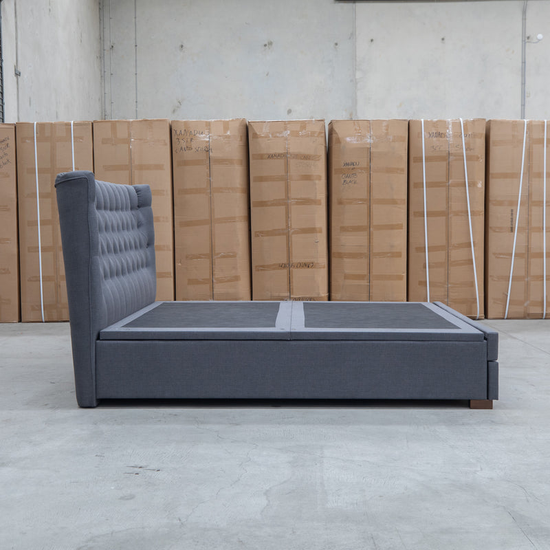 The Blake King Upholstered Gas Lift Storage Bed - Charcoal