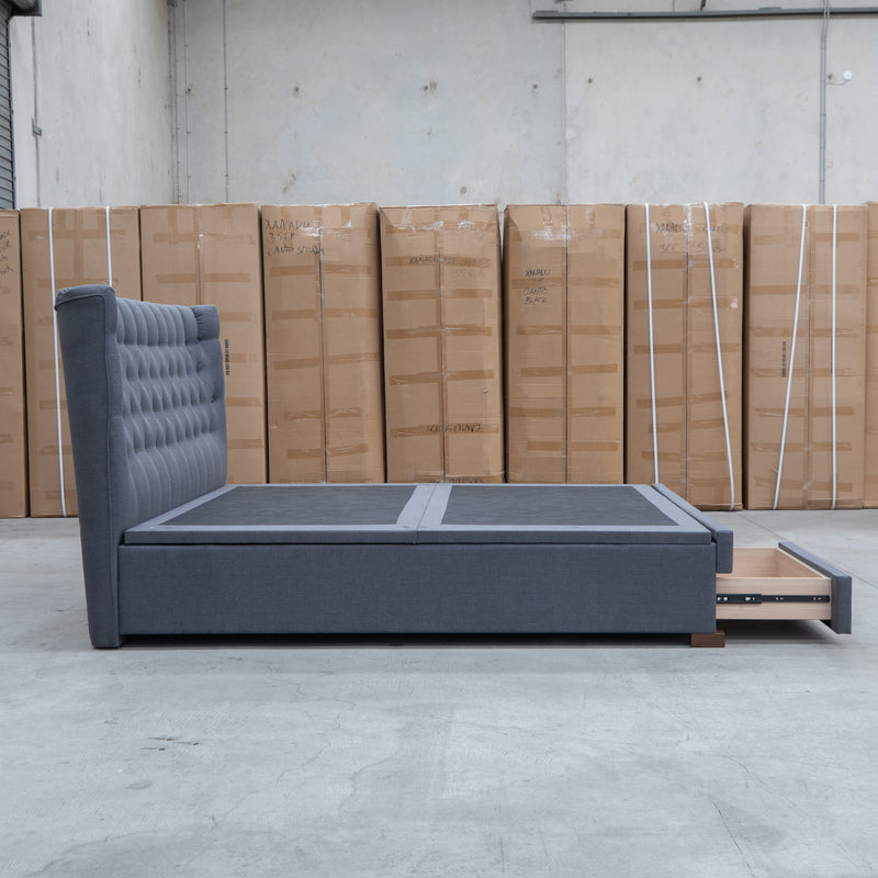 The Blake Queen Upholstered Gas Lift Storage Bed - Charcoal