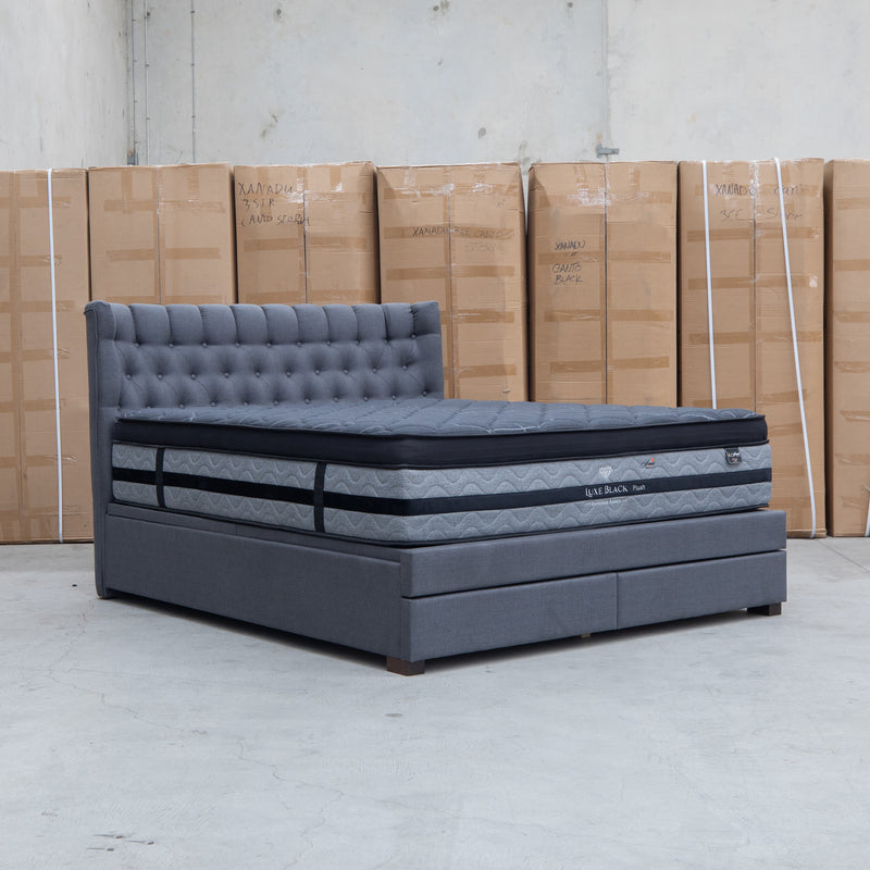 The Blake King Upholstered Gas Lift Storage Bed - Charcoal