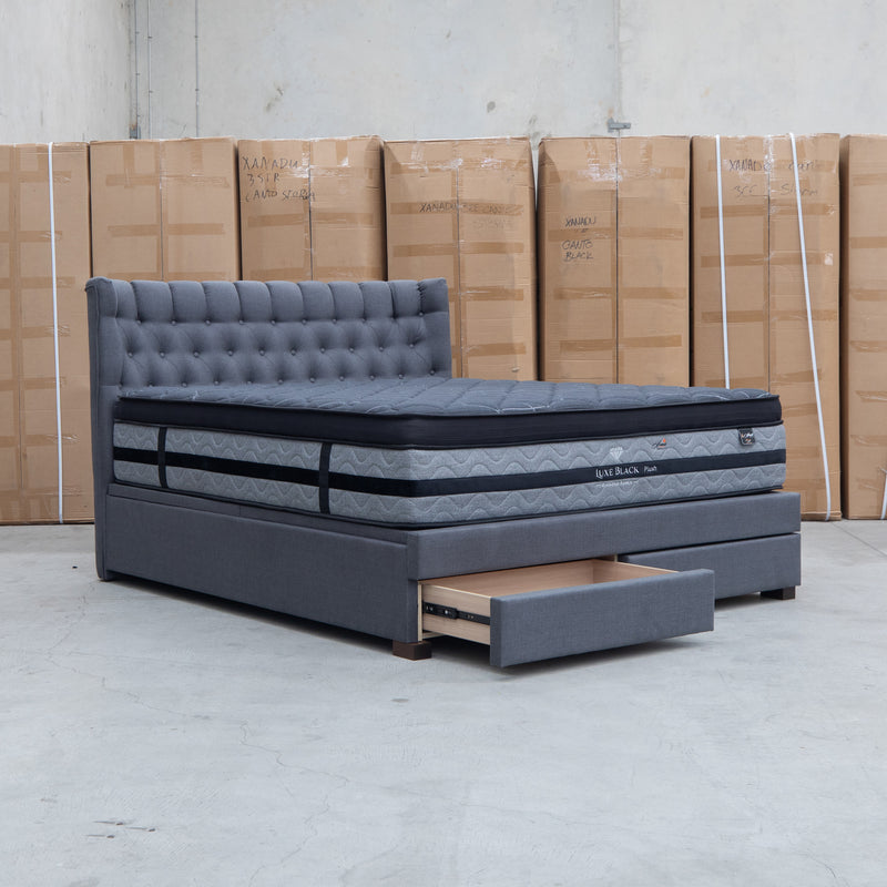 The Blake Queen Upholstered Gas Lift Storage Bed - Charcoal