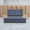 Blake Queen Upholstered Gas Lift Storage Bed - Charcoal - Warehouse Furniture Clearance
