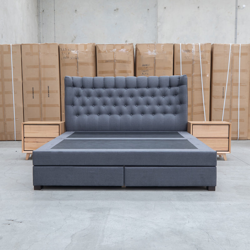 The Blake Queen Upholstered Gas Lift Storage Bed - Charcoal