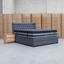 Blake Queen Upholstered Gas Lift Storage Bed - Charcoal - Warehouse Furniture Clearance