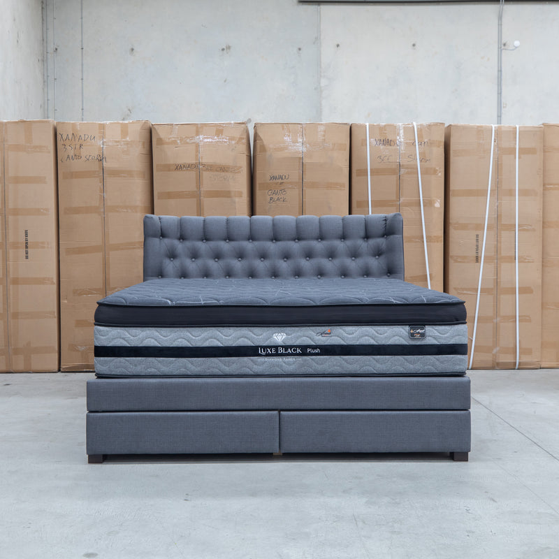 The Blake King Upholstered Gas Lift Storage Bed - Charcoal