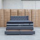Blake Queen Upholstered Gas Lift Storage Bed - Charcoal - Warehouse Furniture Clearance