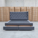 The Blake King Upholstered Gas Lift Storage Bed - Charcoal available to purchase from Warehouse Furniture Clearance at our next sale event.