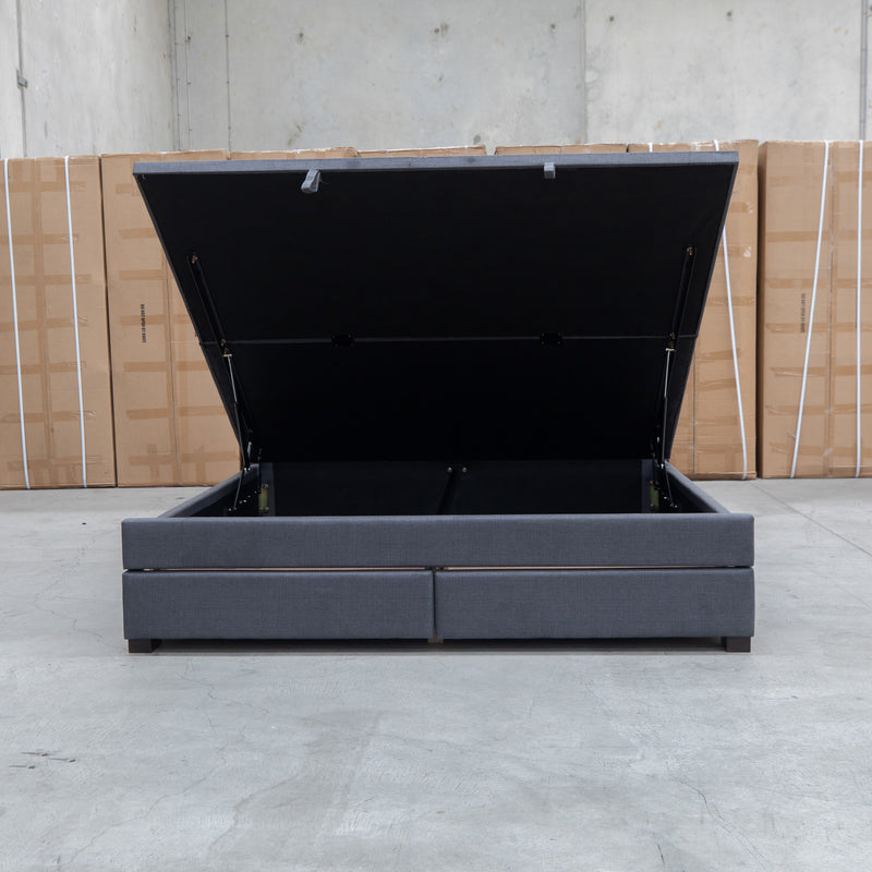 The Blake King Upholstered Gas Lift Storage Bed - Charcoal