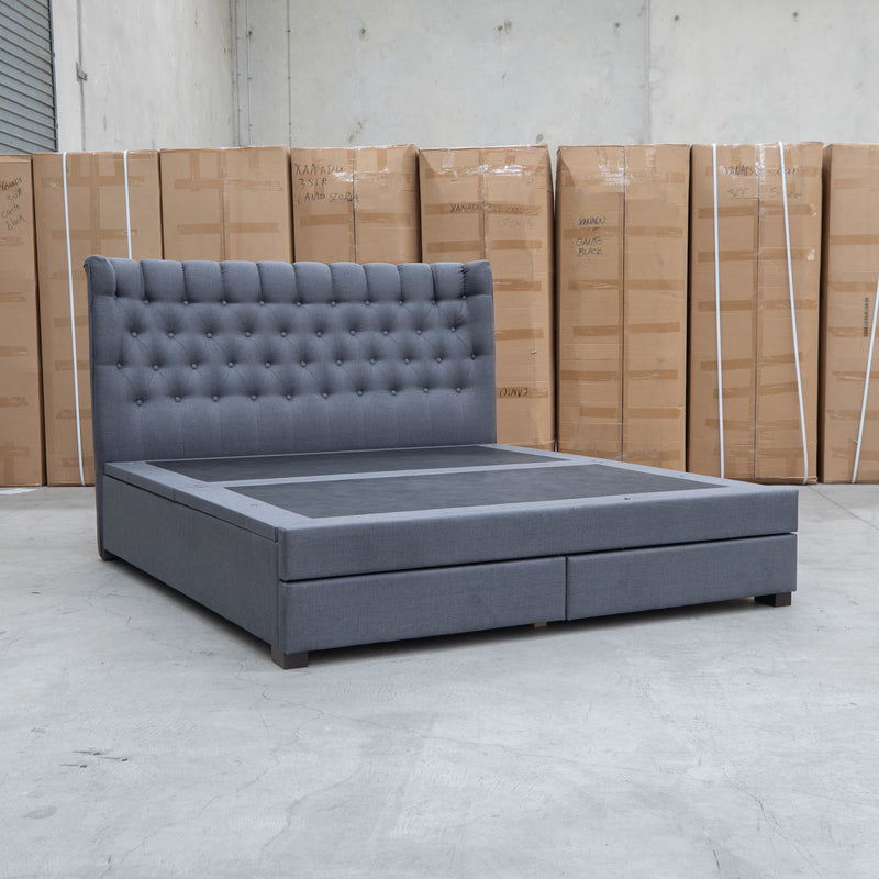 The Blake King Upholstered Gas Lift Storage Bed - Charcoal