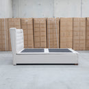 The Blake King Upholstered Gas Lift Storage Bed - Oat White available to purchase from Warehouse Furniture Clearance at our next sale event.