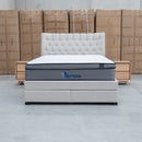 Blake Queen Upholstered Gas Lift Storage Bed - Oat White - Warehouse Furniture Clearance