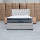 The Blake King Upholstered Gas Lift Storage Bed - Oat White available to purchase from Warehouse Furniture Clearance at our next sale event.