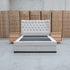 The Blake Queen Upholstered Gas Lift Storage Bed - Oat White
