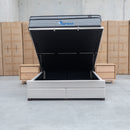 The Blake King Upholstered Gas Lift Storage Bed - Oat White available to purchase from Warehouse Furniture Clearance at our next sale event.