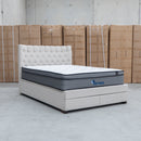 Blake Queen Upholstered Gas Lift Storage Bed - Oat White - Warehouse Furniture Clearance
