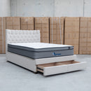 Blake King Upholstered Gas Lift Storage Bed - Oat White - Warehouse Furniture Clearance