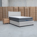 Blake Queen Upholstered Gas Lift Storage Bed - Oat White - Warehouse Furniture Clearance