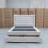 Blake King Upholstered Gas Lift Storage Bed - Oat White - Warehouse Furniture Clearance