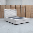 Blake Queen Upholstered Gas Lift Storage Bed - Oat White - Warehouse Furniture Clearance