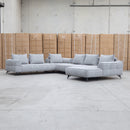 Bliss Corner Chaise Lounge with Adjustable Backrests - Pewter - Warehouse Furniture Clearance