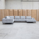 Bliss Corner Chaise Lounge with Adjustable Backrests - Pewter - Warehouse Furniture Clearance