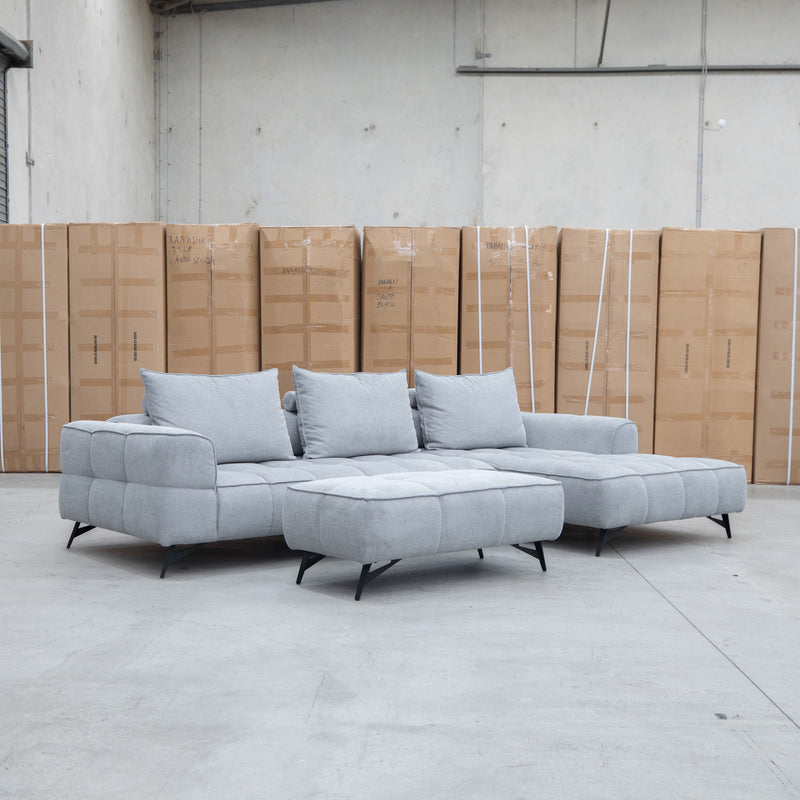 The Bliss Fabric Ottoman - Pewter