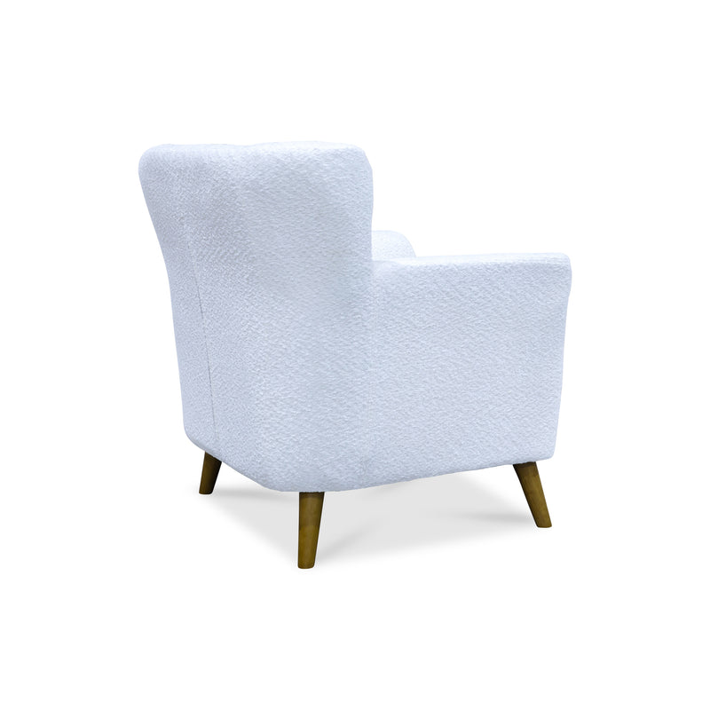 The Lennon Accent Chair – Ivory Boucle Fabric available to purchase from Warehouse Furniture Clearance at our next sale event.