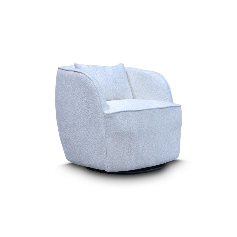 The Regis Swivel Armchair - Ivory Boucle Fabric available to purchase from Warehouse Furniture Clearance at our next sale event.