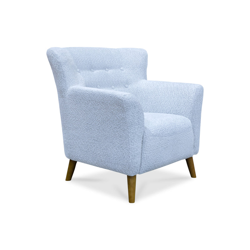 The Lennon Accent Chair – Light Grey Boucle Fabric available to purchase from Warehouse Furniture Clearance at our next sale event.