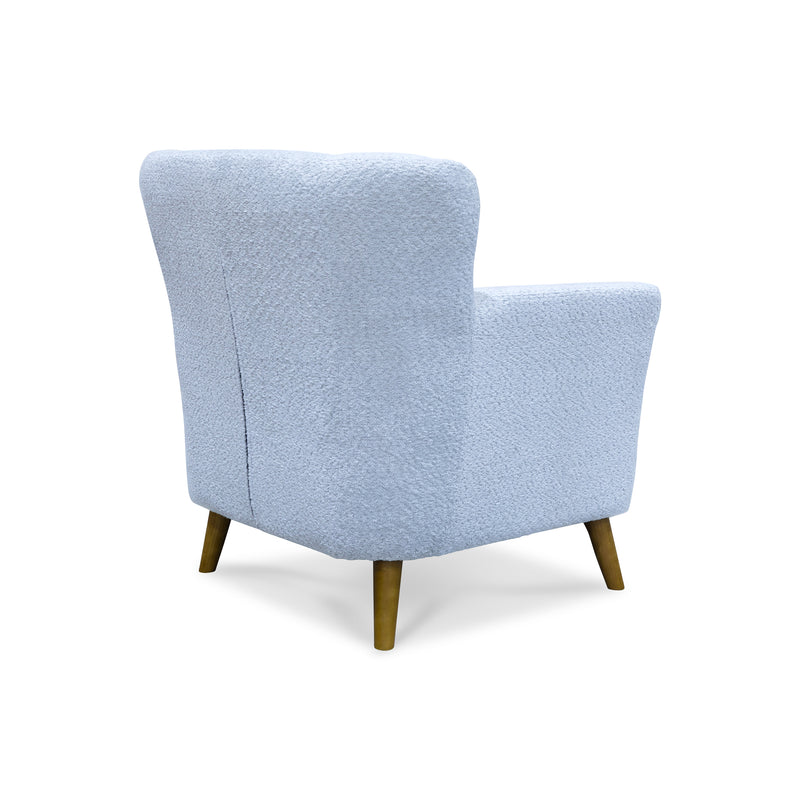 The Lennon Accent Chair – Light Grey Boucle Fabric available to purchase from Warehouse Furniture Clearance at our next sale event.